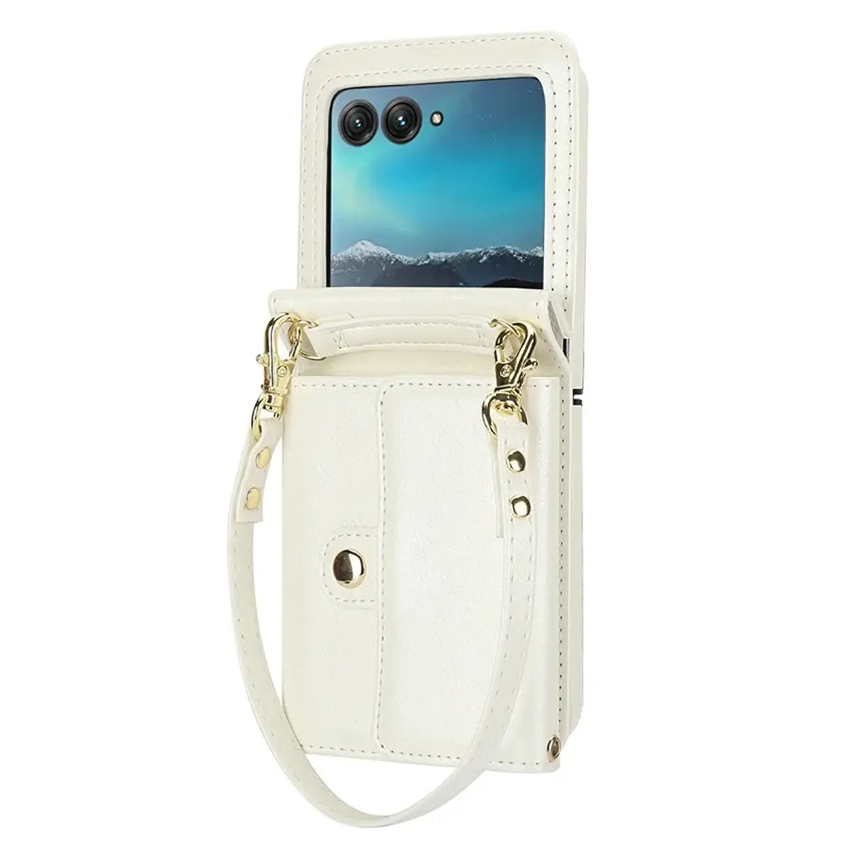 Buy Motorola Moto Razr Crossbody Wallet Case, RFID Blocking Leather Cover with Detachable Strap & Card Slots - IRIS at Caseles-Motorola Razr Ultra (2025), Black