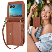 Buy Motorola Moto Razr Crossbody Wallet Case, RFID Blocking Leather Cover with Detachable Strap & Card Slots - IRIS at Caseles-Motorola Razr Ultra (2025), Bronze