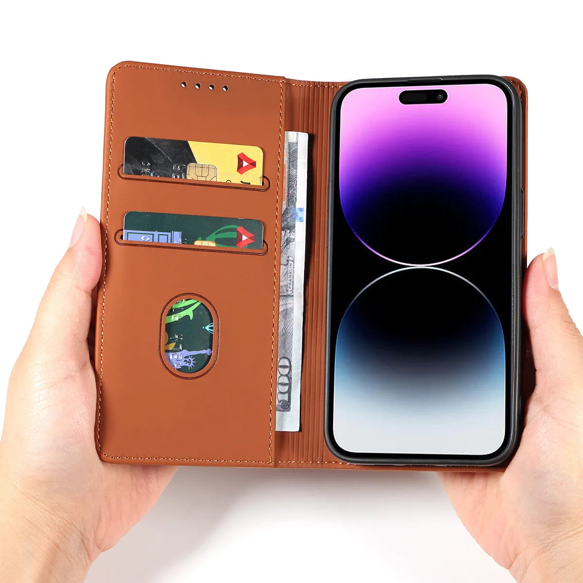Buy Caseles Magnetic Folio Wallet Phone Case, Premium Leather, Credit Card Holder, Magnetic Closure, Flip Kickstand Shockproof Case,Jacob at Caseles-iPhone 16 Pro Max, Black