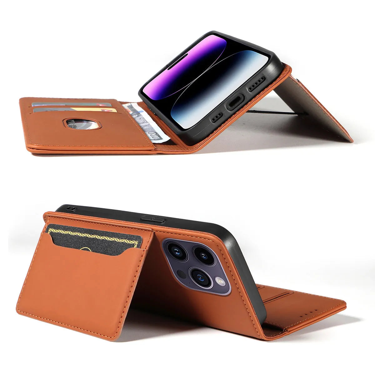 Buy Caseles Magnetic Folio Wallet Phone Case, Premium Leather, Credit Card Holder, Magnetic Closure, Flip Kickstand Shockproof Case,Jacob at Caseles-iPhone 16 Pro Max, Black