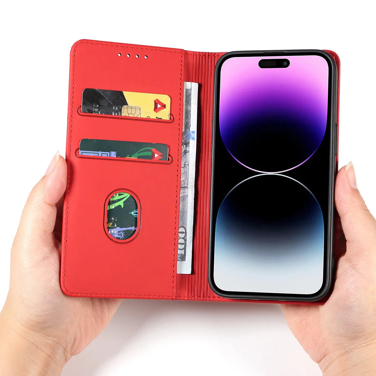 Buy Caseles Magnetic Folio Wallet Phone Case, Premium Leather, Credit Card Holder, Magnetic Closure, Flip Kickstand Shockproof Case,Jacob at Caseles-iPhone 16 Pro Max, Black