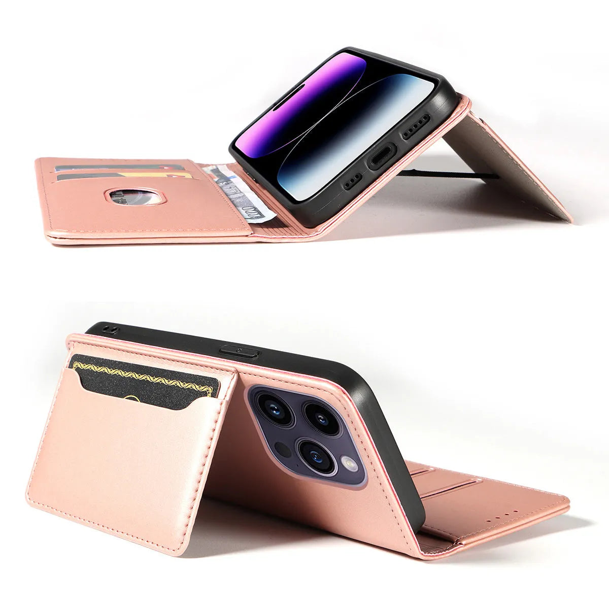 Buy Caseles Magnetic Folio Wallet Phone Case, Premium Leather, Credit Card Holder, Magnetic Closure, Flip Kickstand Shockproof Case,Jacob at Caseles-iPhone 16 Pro Max, Black