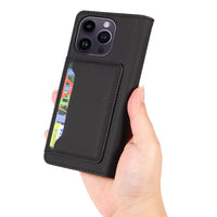 Buy Caseles Magnetic Folio Wallet Phone Case, Premium Leather, Credit Card Holder, Magnetic Closure, Flip Kickstand Shockproof Case,Jacob at Caseles-iPhone 16 Pro Max, Black
