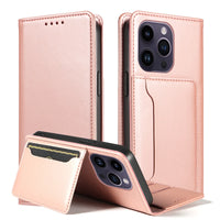 Buy Caseles Magnetic Folio Wallet Phone Case, Premium Leather, Credit Card Holder, Magnetic Closure, Flip Kickstand Shockproof Case,Jacob at Caseles-iPhone 16 Pro Max, Rose Gold