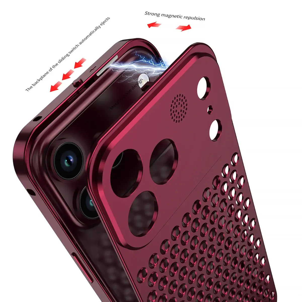 Buy Original Premium Aluminum Alloy Carbon fiber back Cover Metal Light Sturdy Shockproof Protective Case with Camera Lens Protector Film for iPhone,James at Caseles-iPhone 18 Pro Max, Burgundy