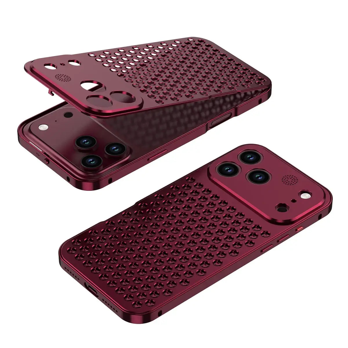 Buy Original Premium Aluminum Alloy Carbon fiber back Cover Metal Light Sturdy Shockproof Protective Case with Camera Lens Protector Film for iPhone,James at Caseles-iPhone 18 Pro Max, Burgundy