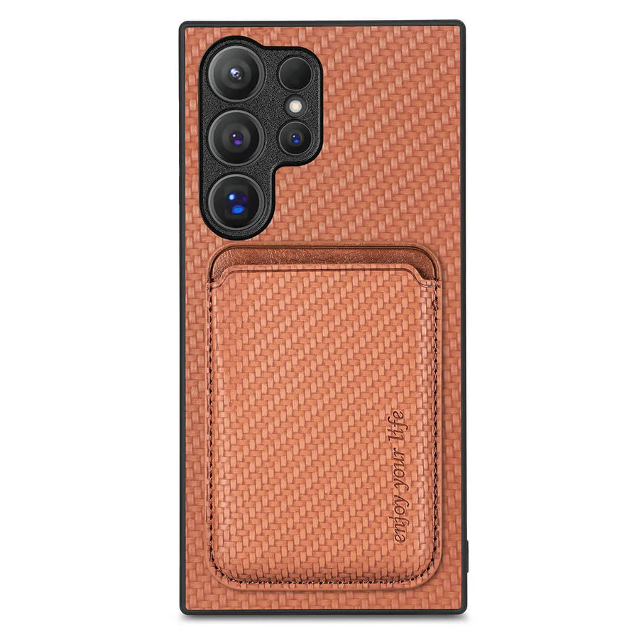 Buy Luxury Leather Galaxy Wallet Case with Magnetic Closure & Card Slot - Jaxson at Caseles-Samsung Galaxy S25 Ultra, Bronze