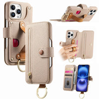 Buy Caseles Leather Case for iPhone with Wrist Strap Flip Cover with Ring RFID Blocking Zipper Wallet Cover for Women,Jessica at Caseles-iPhone 16 Pro Max, Beige