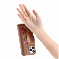 Buy Caseles Leather Case for iPhone with Wrist Strap Flip Cover with Ring RFID Blocking Zipper Wallet Cover for Women,Jessica at Caseles-iPhone 16 Pro Max, Black