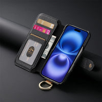 Buy Caseles Leather Case for iPhone with Wrist Strap Flip Cover with Ring RFID Blocking Zipper Wallet Cover for Women,Jessica at Caseles-iPhone 16 Pro Max, Black