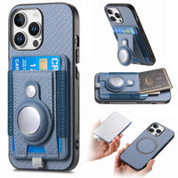 Buy Magnetic Wallet Case with Built-in AirTag Holder, Detachable Card Slot, Kickstand & Full-Body Protection - Josiah at Caseles-iPhone 16 Pro Max, Blue