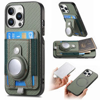 Buy Magnetic Wallet Case with Built-in AirTag Holder, Detachable Card Slot, Kickstand & Full-Body Protection - Josiah at Caseles-iPhone 16 Pro Max, Green