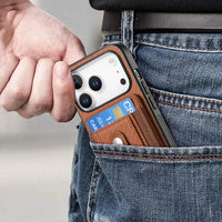 Buy Magnetic Wallet Case with Built-in AirTag Holder, Detachable Card Slot, Kickstand & Full-Body Protection - Josiah at Caseles-iPhone 17 Pro Max, Black