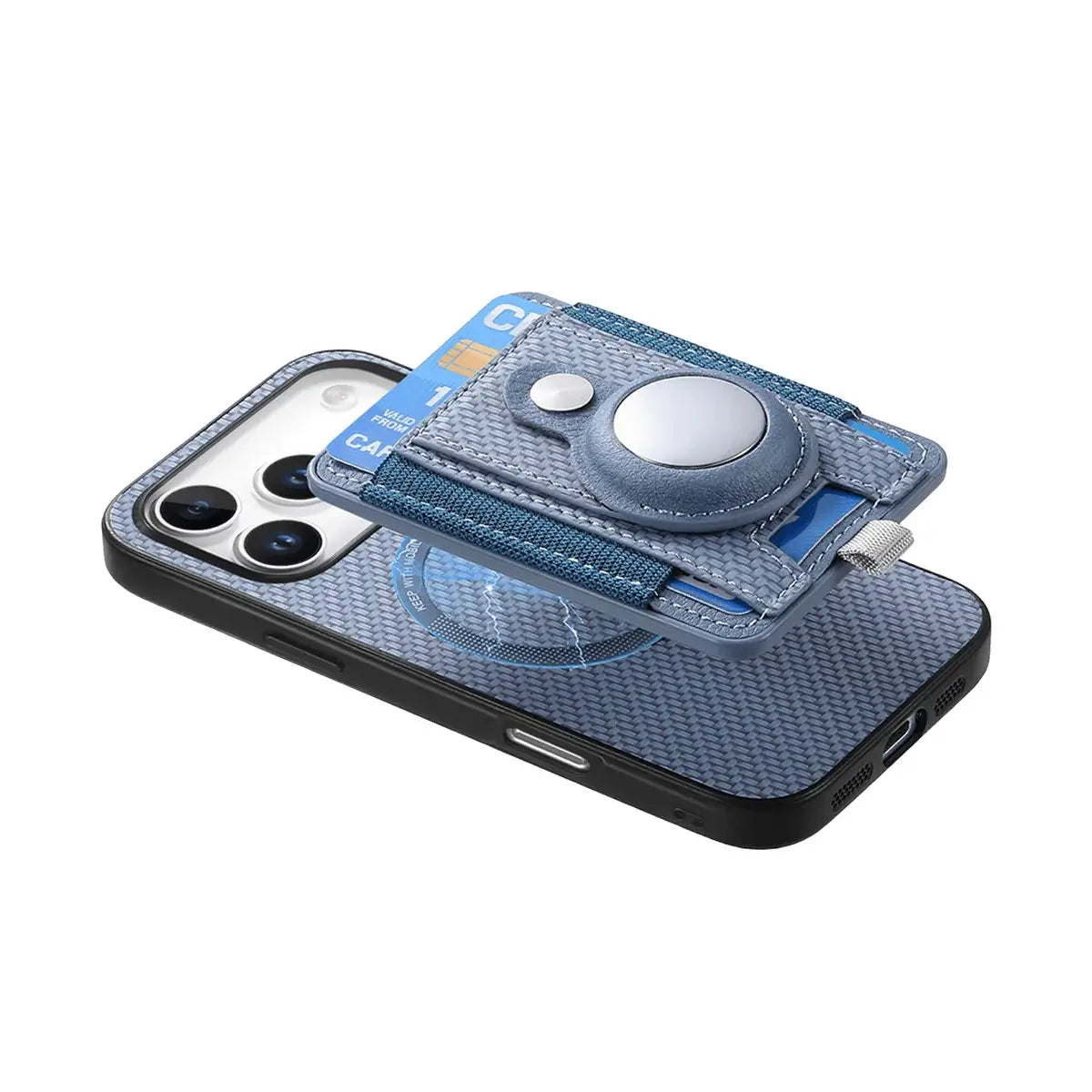 Buy Magnetic Wallet Case with Built-in AirTag Holder, Detachable Card Slot, Kickstand & Full-Body Protection - Josiah at Caseles-iPhone 17 Pro Max, Black