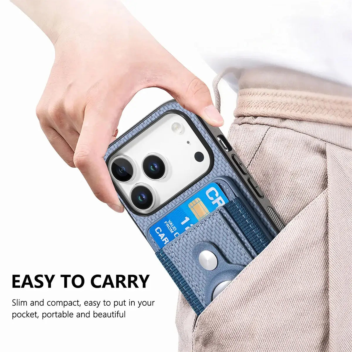 Buy Magnetic Wallet Case with Built-in AirTag Holder, Detachable Card Slot, Kickstand & Full-Body Protection - Josiah at Caseles-iPhone 17 Pro Max, Black