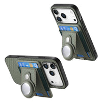 Buy Magnetic Wallet Case with Built-in AirTag Holder, Detachable Card Slot, Kickstand & Full-Body Protection - Josiah at Caseles-iPhone 17 Pro Max, Black