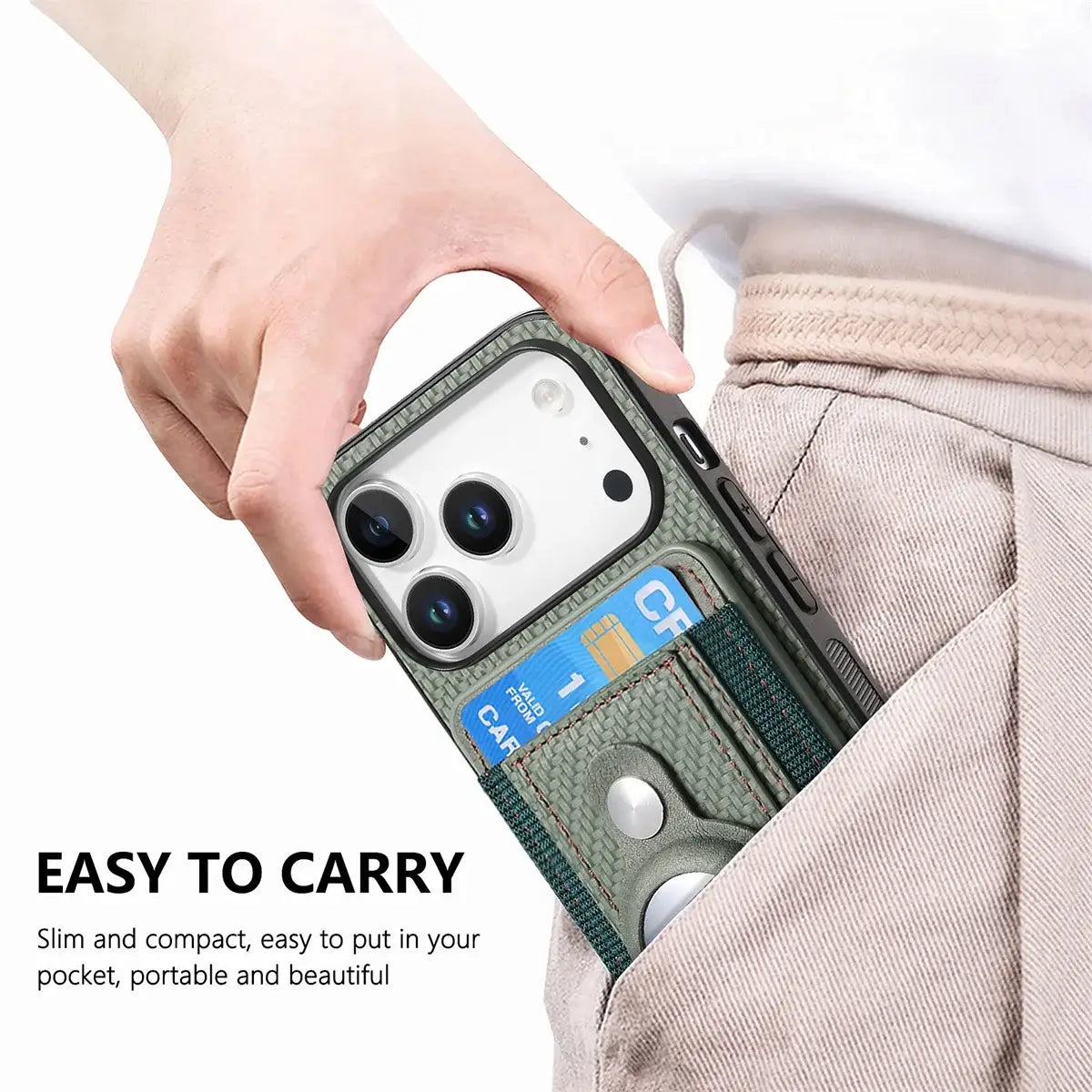 Buy Magnetic Wallet Case with Built-in AirTag Holder, Detachable Card Slot, Kickstand & Full-Body Protection - Josiah at Caseles-iPhone 17 Pro Max, Black