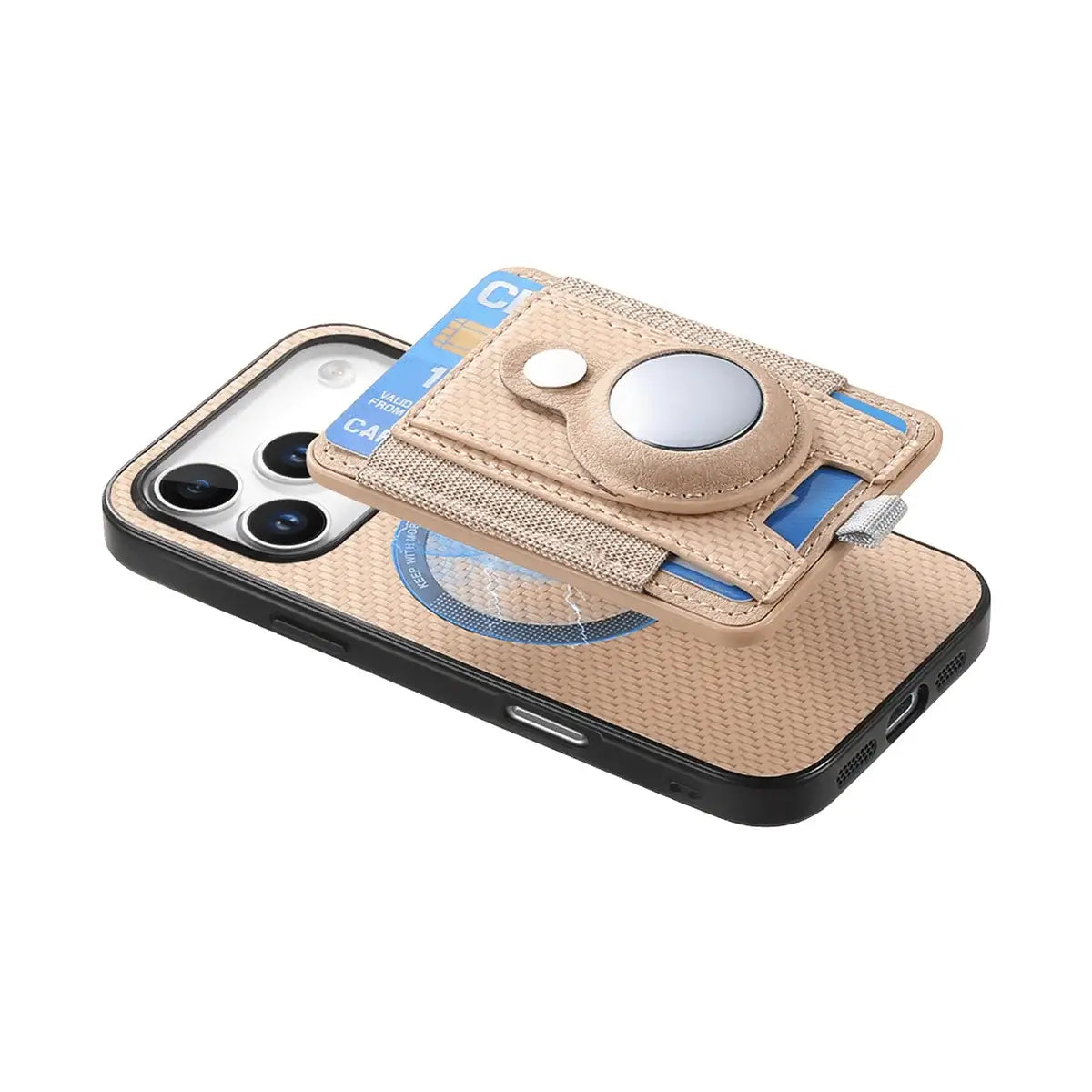 Buy Magnetic Wallet Case with Built-in AirTag Holder, Detachable Card Slot, Kickstand & Full-Body Protection - Josiah at Caseles-iPhone 17 Pro Max, Black