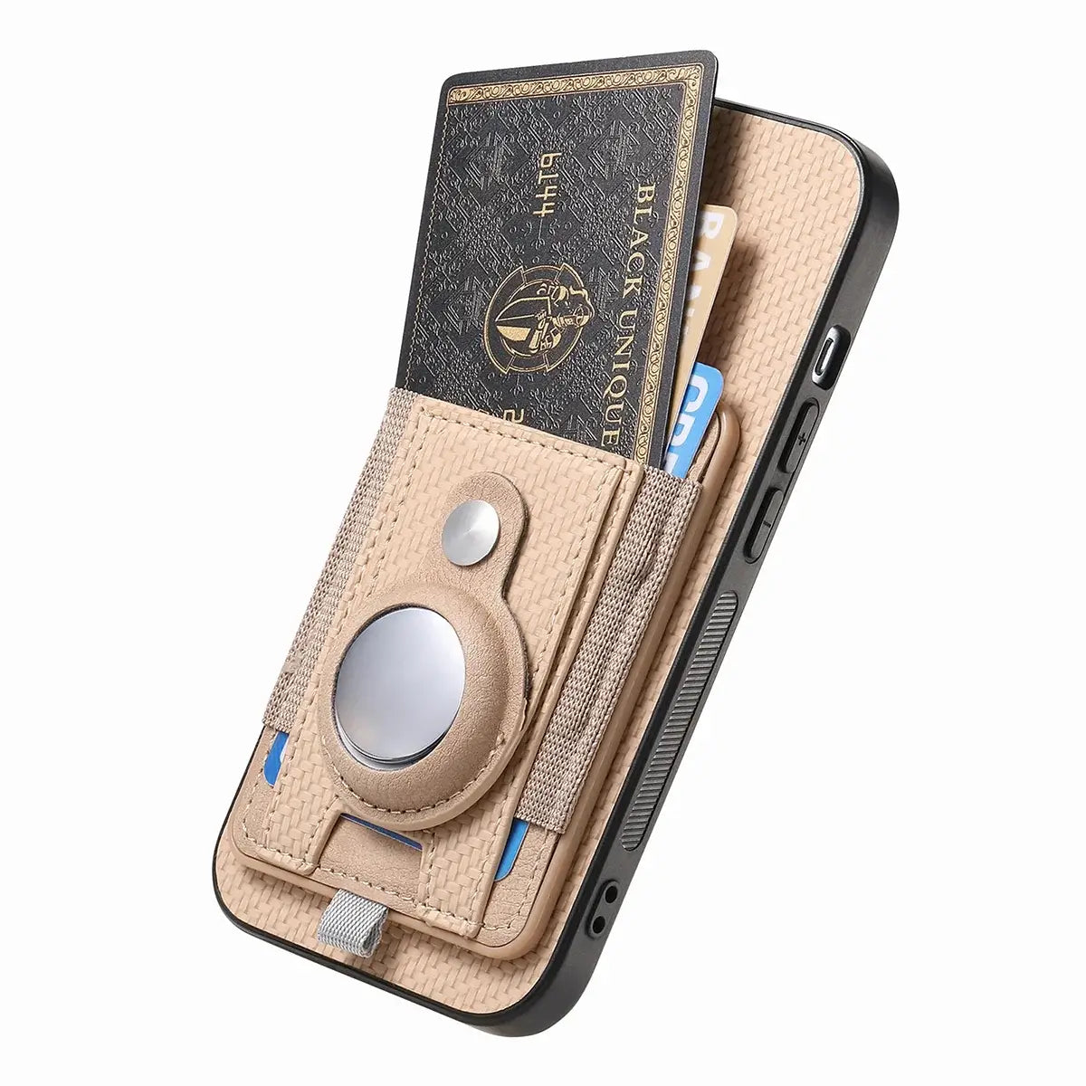 Buy Magnetic Wallet Case with Built-in AirTag Holder, Detachable Card Slot, Kickstand & Full-Body Protection - Josiah at Caseles-iPhone 17 Pro Max, Black