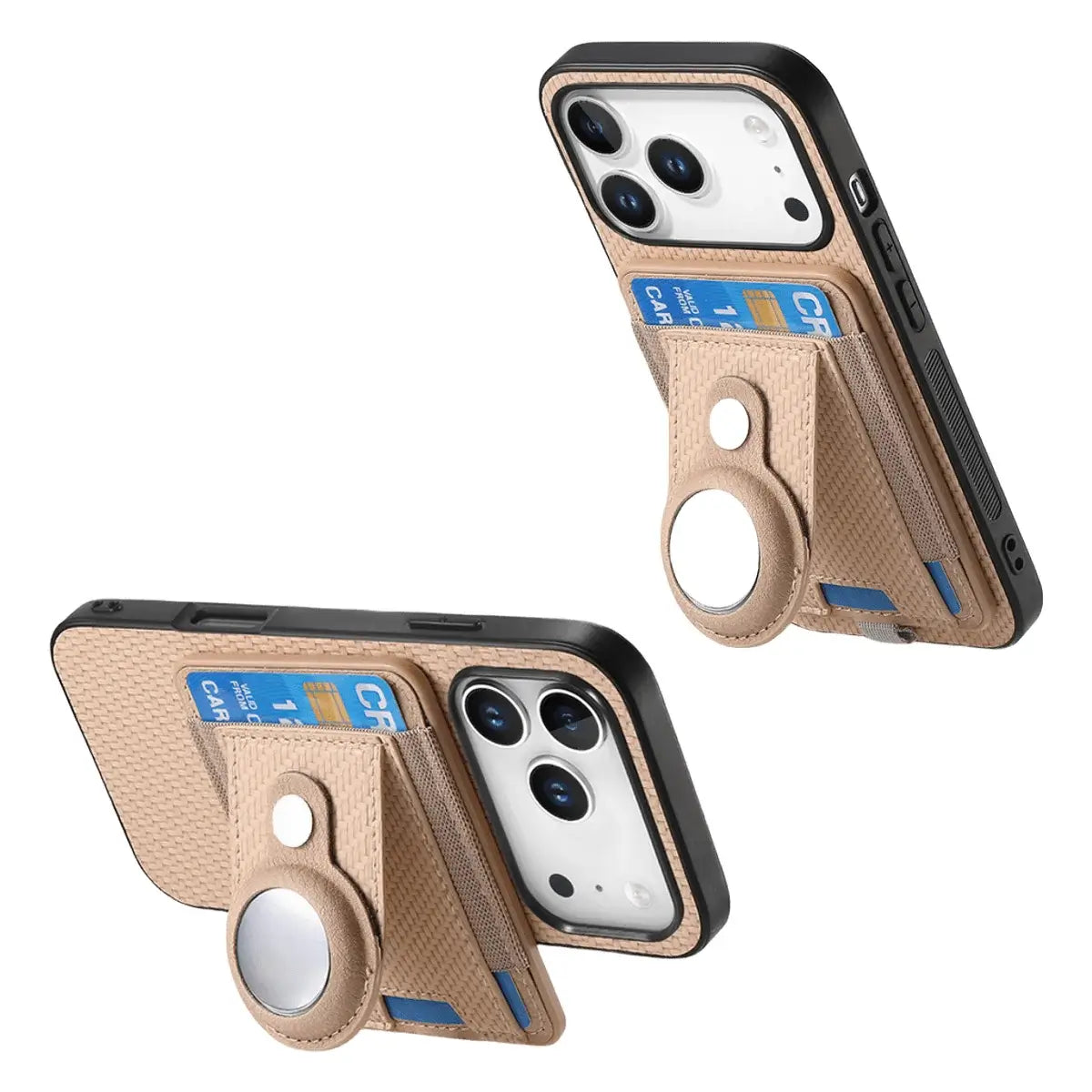 Buy Magnetic Wallet Case with Built-in AirTag Holder, Detachable Card Slot, Kickstand & Full-Body Protection - Josiah at Caseles-iPhone 17 Pro Max, Black