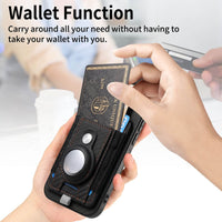 Buy Magnetic Wallet Case with Built-in AirTag Holder, Detachable Card Slot, Kickstand & Full-Body Protection - Josiah at Caseles-iPhone 17 Pro Max, Black