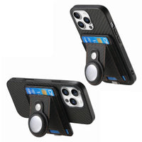 Buy Magnetic Wallet Case with Built-in AirTag Holder, Detachable Card Slot, Kickstand & Full-Body Protection - Josiah at Caseles-iPhone 17 Pro Max, Black