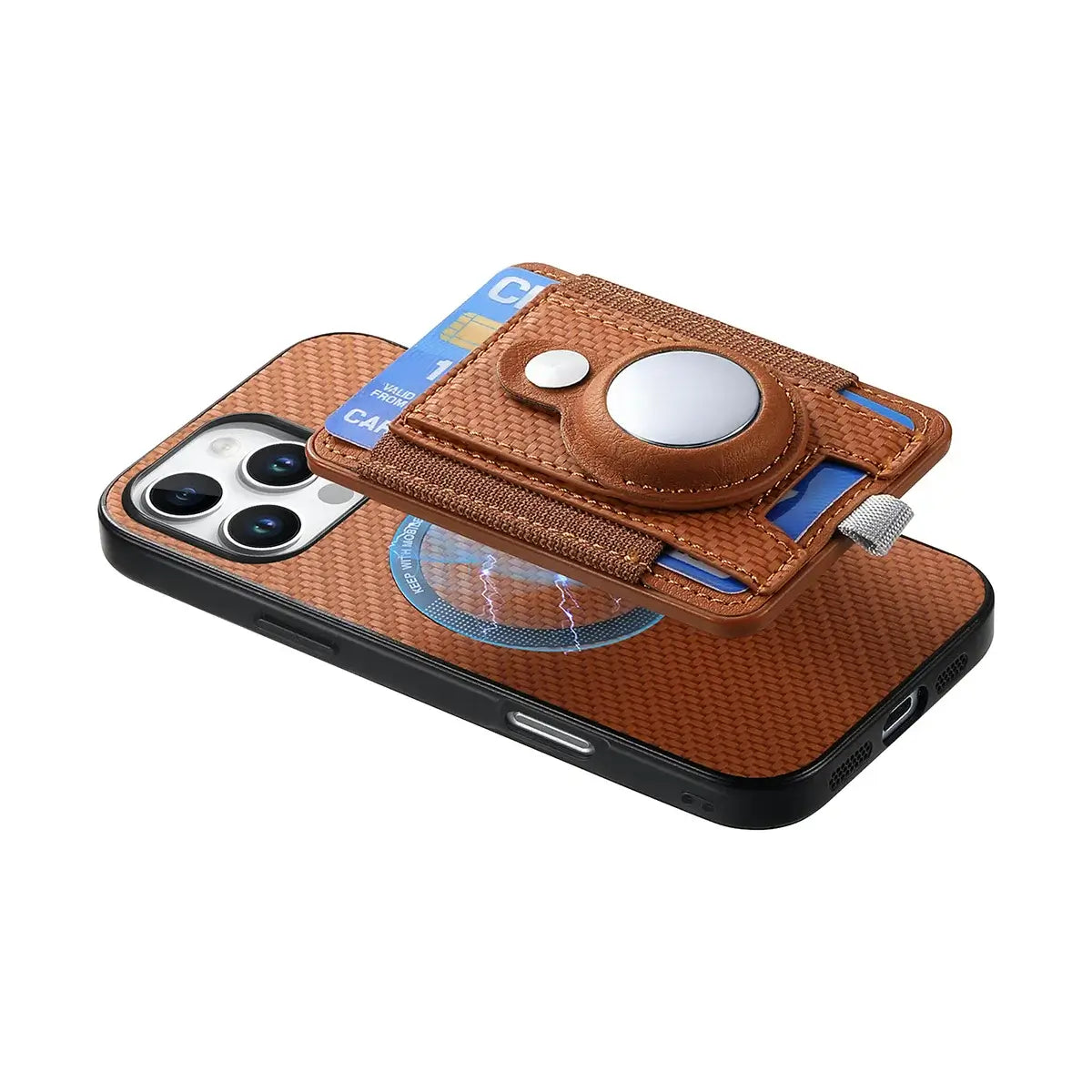 Buy Magnetic Wallet Case with Built-in AirTag Holder, Detachable Card Slot, Kickstand & Full-Body Protection - Josiah at Caseles-iPhone 17 Pro Max, Black