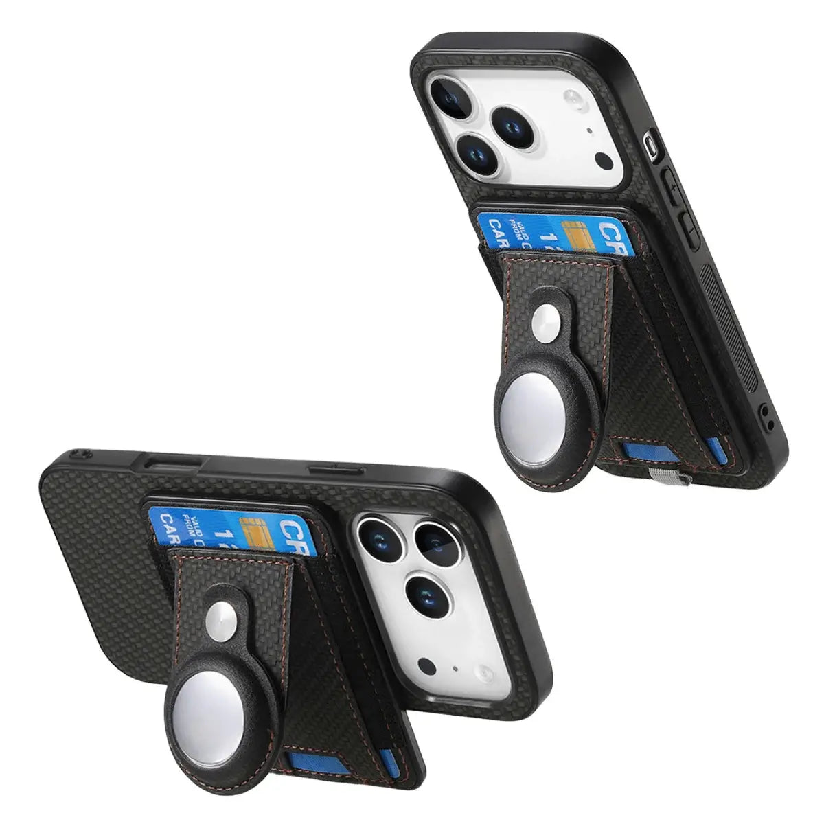 Buy Magnetic Wallet Case with Built-in AirTag Holder, Detachable Card Slot, Kickstand & Full-Body Protection - Josiah at Caseles-iPhone 17 Pro Max, Black