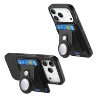 Buy Magnetic Wallet Case with Built-in AirTag Holder, Detachable Card Slot, Kickstand & Full-Body Protection - Josiah at Caseles-iPhone 17 Pro Max, Black