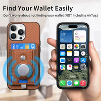 Buy Magnetic Wallet Case with Built-in AirTag Holder, Detachable Card Slot, Kickstand & Full-Body Protection - Josiah at Caseles-iPhone 17 Pro Max, Black