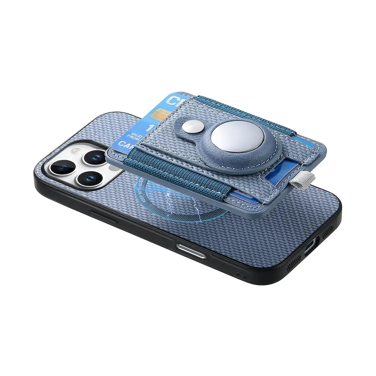 Buy Magnetic Wallet Case with Built-in AirTag Holder, Detachable Card Slot, Kickstand & Full-Body Protection - Josiah at Caseles-iPhone 17 Pro Max, Black