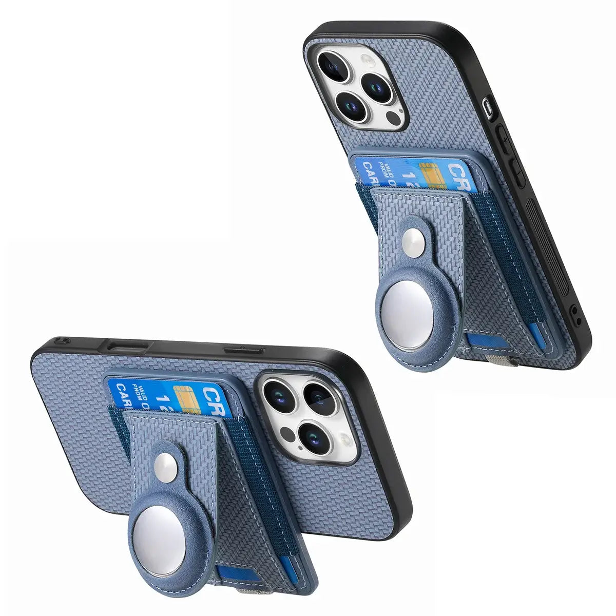 Buy Magnetic Wallet Case with Built-in AirTag Holder, Detachable Card Slot, Kickstand & Full-Body Protection - Josiah at Caseles-iPhone 17 Pro Max, Black