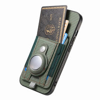 Buy Magnetic Wallet Case with Built-in AirTag Holder, Detachable Card Slot, Kickstand & Full-Body Protection - Josiah at Caseles-iPhone 17 Pro Max, Black