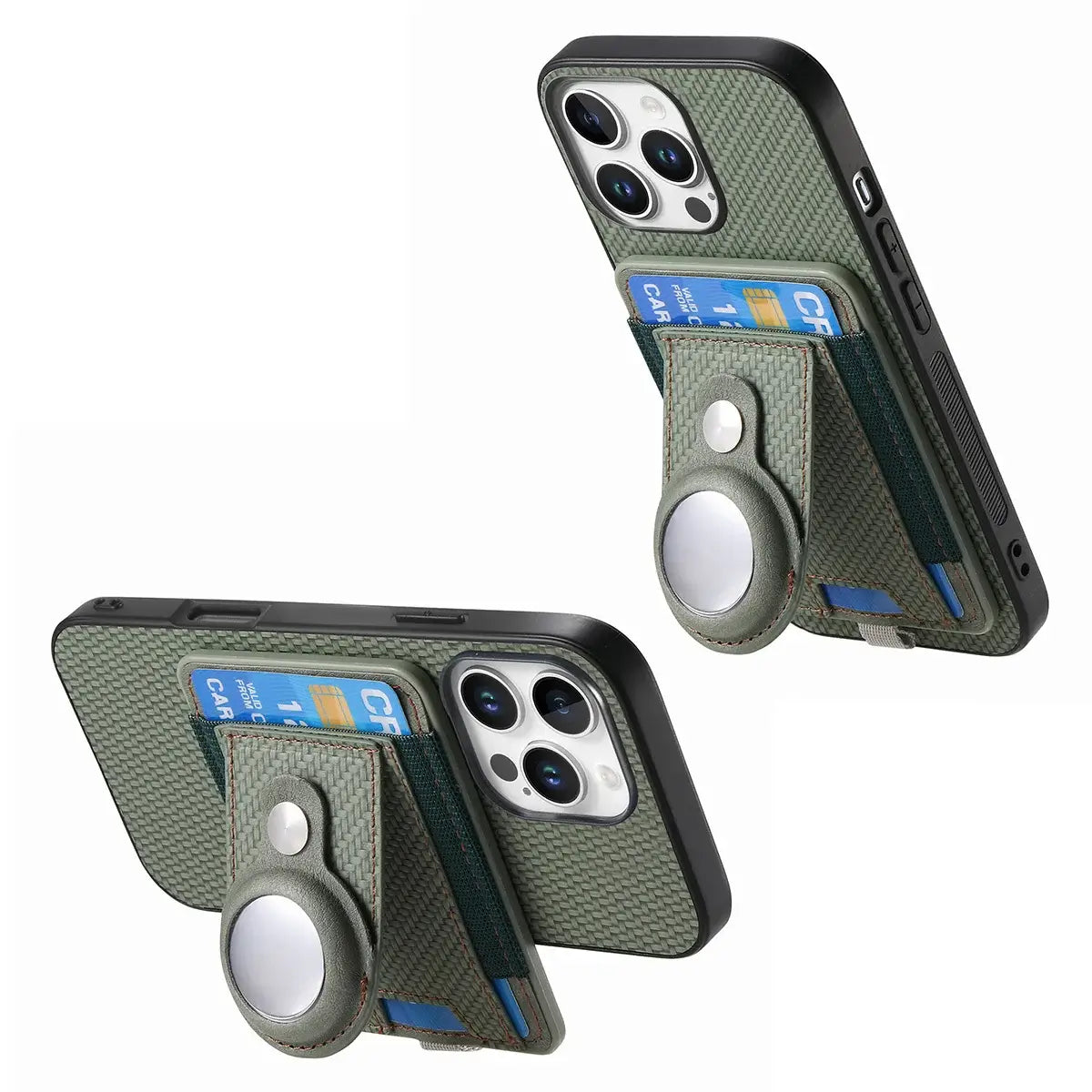 Buy Magnetic Wallet Case with Built-in AirTag Holder, Detachable Card Slot, Kickstand & Full-Body Protection - Josiah at Caseles-iPhone 17 Pro Max, Black