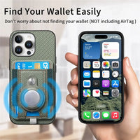 Buy Magnetic Wallet Case with Built-in AirTag Holder, Detachable Card Slot, Kickstand & Full-Body Protection - Josiah at Caseles-iPhone 17 Pro Max, Black