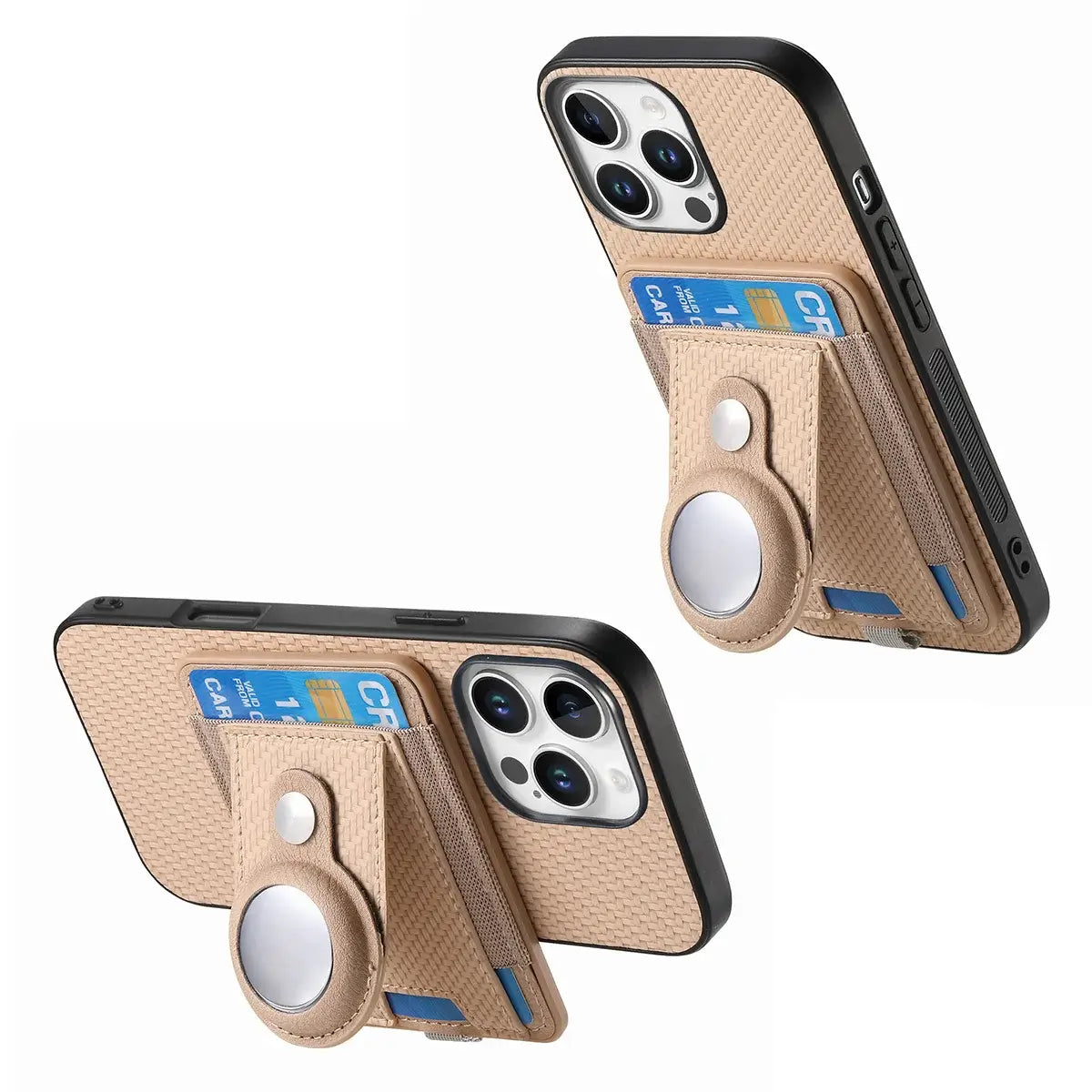 Buy Magnetic Wallet Case with Built-in AirTag Holder, Detachable Card Slot, Kickstand & Full-Body Protection - Josiah at Caseles-iPhone 17 Pro Max, Black