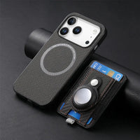 Buy Magnetic Wallet Case with Built-in AirTag Holder, Detachable Card Slot, Kickstand & Full-Body Protection - Josiah at Caseles-iPhone 17 Pro Max, Black