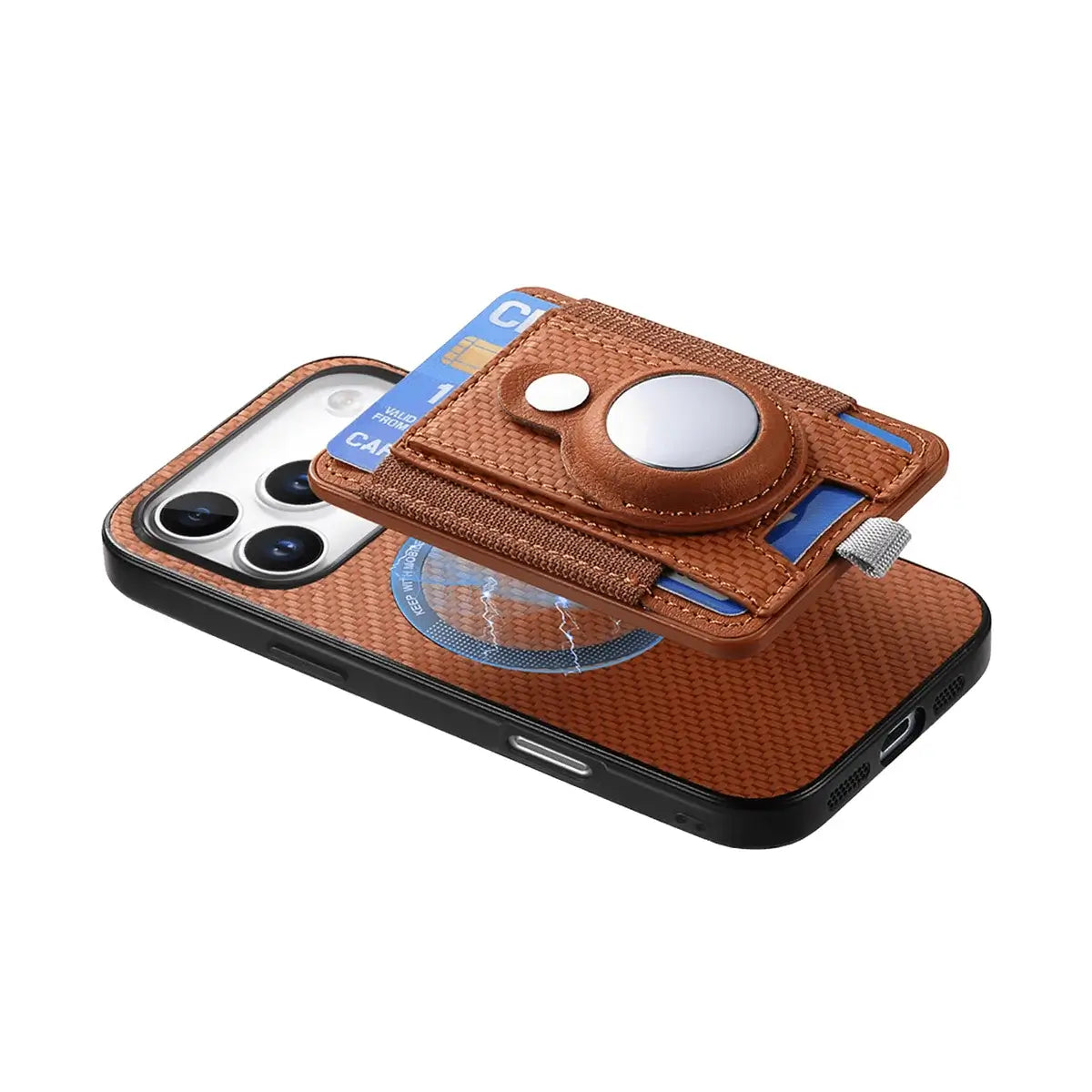 Buy Magnetic Wallet Case with Built-in AirTag Holder, Detachable Card Slot, Kickstand & Full-Body Protection - Josiah at Caseles-iPhone 17 Pro Max, Black