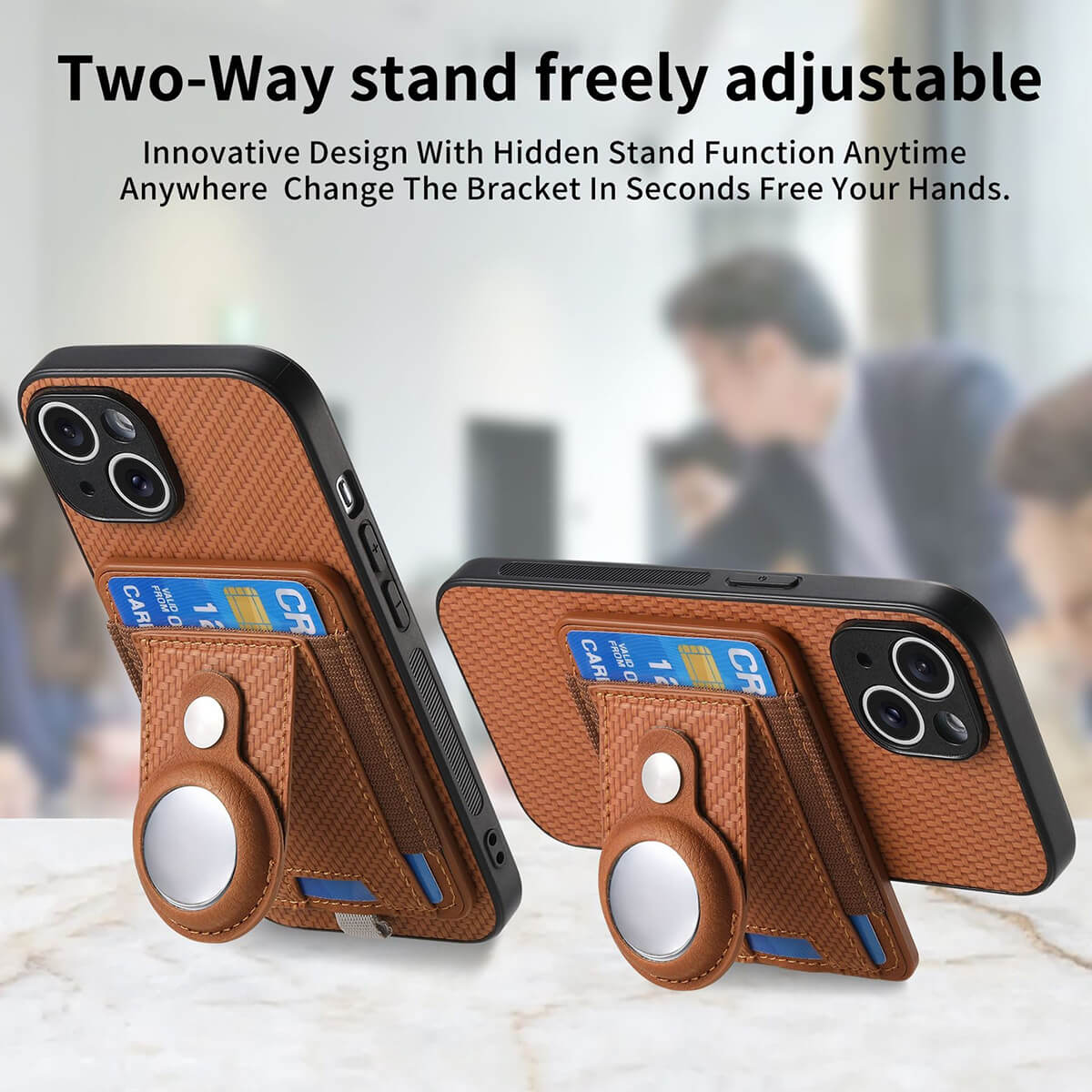 Buy Magnetic Wallet Case with Built-in AirTag Holder, Detachable Card Slot, Kickstand & Full-Body Protection - Josiah at Caseles-iPhone 17 Pro Max, Black