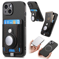 Buy Magnetic Wallet Case with Built-in AirTag Holder, Detachable Card Slot, Kickstand & Full-Body Protection - Josiah at Caseles-iPhone 17 Pro Max, Black