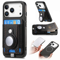 Buy Magnetic Wallet Case with Built-in AirTag Holder, Detachable Card Slot, Kickstand & Full-Body Protection - Josiah at Caseles-iPhone 17 Pro Max, Black