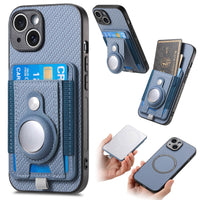 Buy Magnetic Wallet Case with Built-in AirTag Holder, Detachable Card Slot, Kickstand & Full-Body Protection - Josiah at Caseles-iPhone 17 Pro Max, Blue