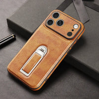 Buy Premium MagSafe Leather Case with 360° Rotatable Stand & Wrist Strap - Julian at Caseles-iPhone 18 Pro Max, Brown