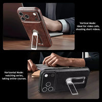 Buy Premium MagSafe Leather Case with 360° Rotatable Stand & Wrist Strap - Julian at Caseles-iPhone 18 Pro Max, Brown