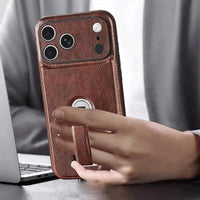 Buy Premium MagSafe Leather Case with 360° Rotatable Stand & Wrist Strap - Julian at Caseles-iPhone 18 Pro Max, Brown