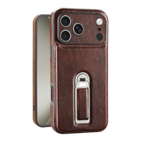 Buy Premium MagSafe Leather Case with 360° Rotatable Stand & Wrist Strap - Julian at Caseles-iPhone 18 Pro Max, Brown
