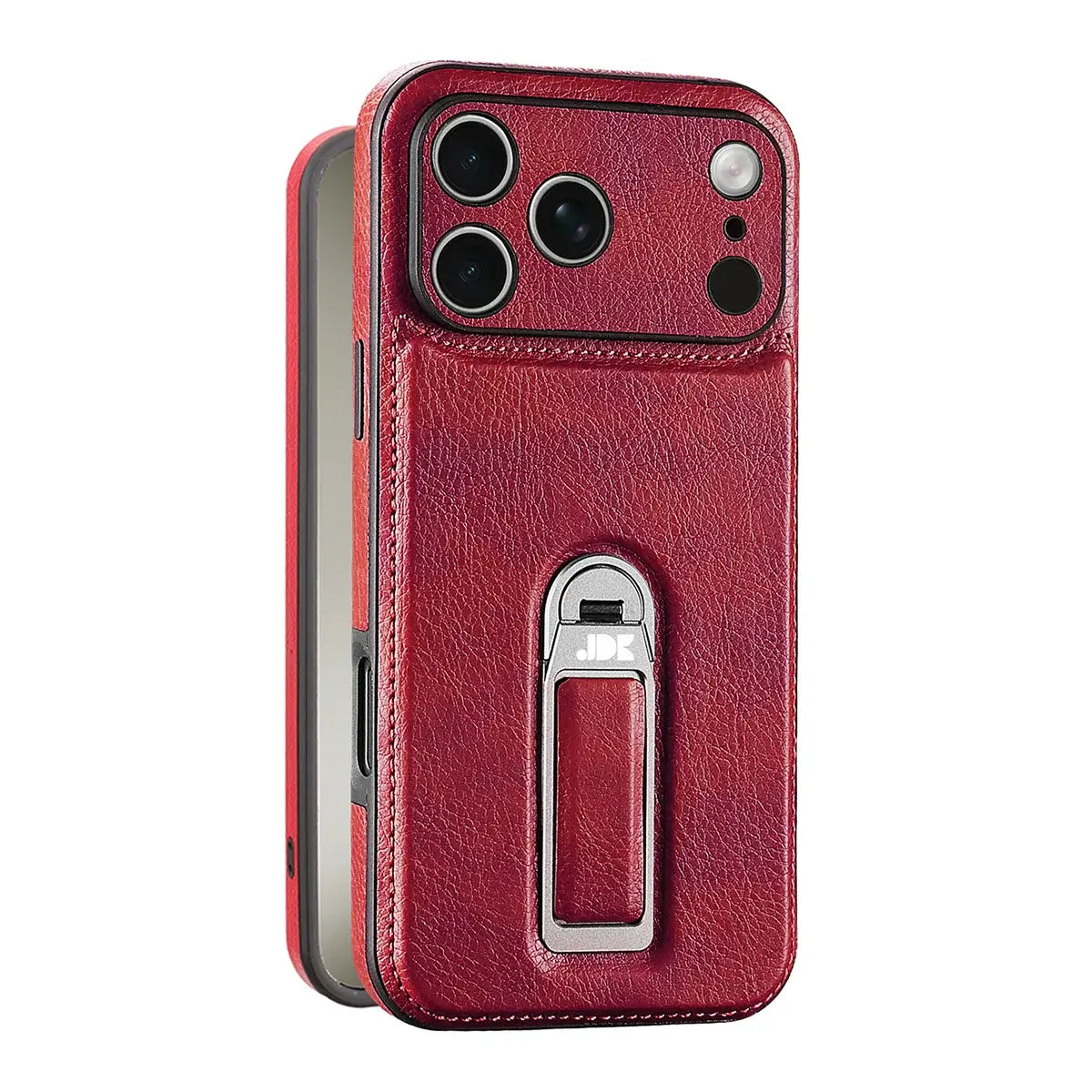 Buy Premium MagSafe Leather Case with 360° Rotatable Stand & Wrist Strap - Julian at Caseles-iPhone 18 Pro Max, Burgundy