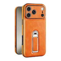 Buy Premium MagSafe Leather Case with 360° Rotatable Stand & Wrist Strap - Julian at Caseles-iPhone 18 Pro Max, Orange