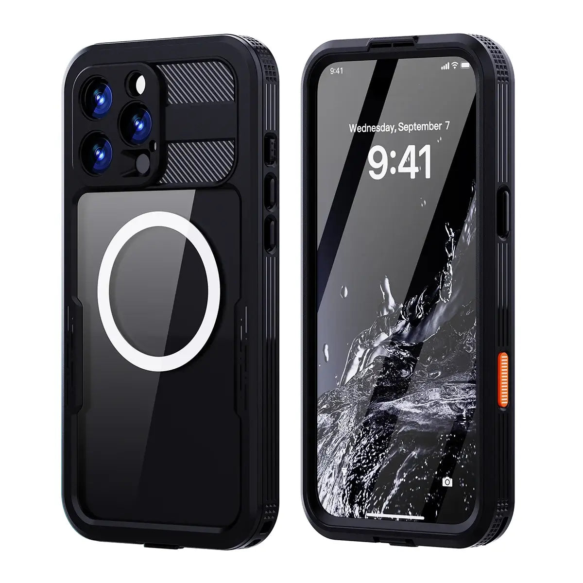 Buy IP68 Waterproof Phone Case, Compatible with Magsafe, Built in Screen Protector, 14FT Shockproof, Rugged Metal Full Body Aluminum Cover - Kayden at Caseles-iPhone 16 Pro Max, Black