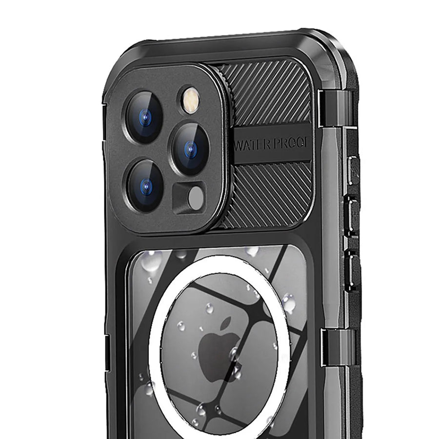 Buy IP68 Waterproof Phone Case, Compatible with Magsafe, Built in Screen Protector, 14FT Shockproof, Rugged Metal Full Body Aluminum Cover - Kayden at Caseles-iPhone 16 Pro Max, Black